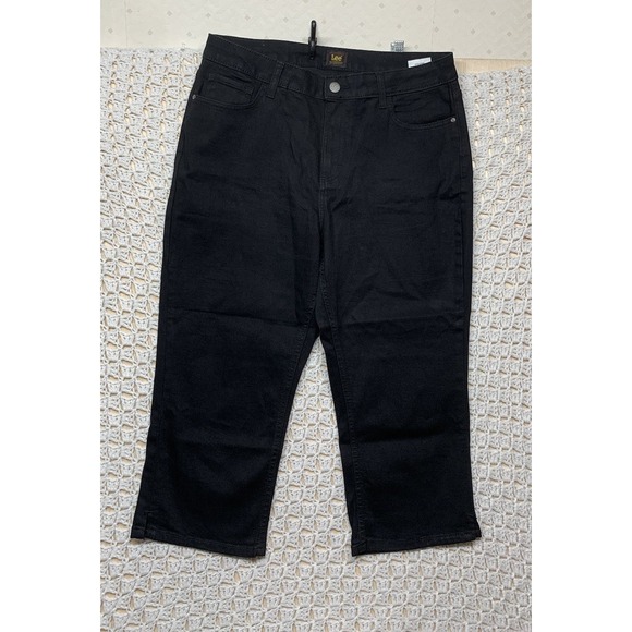 Lee Capri Jean size 16 Medium Black Denim Stretch Vacations Activewear 112330529 - Picture 1 of 10